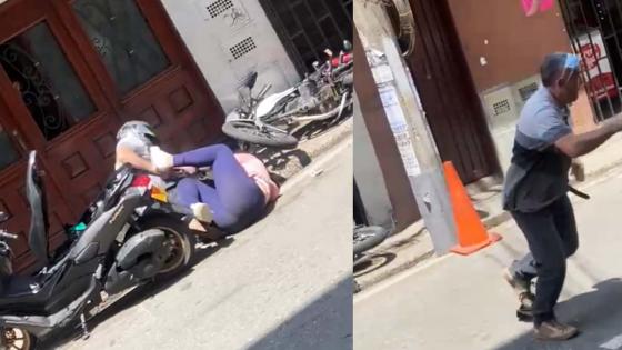 video mujer enfrenta ladrón robo Bello Antioquia 